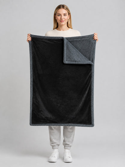 Reversible Pet Blanket, Black on-model view