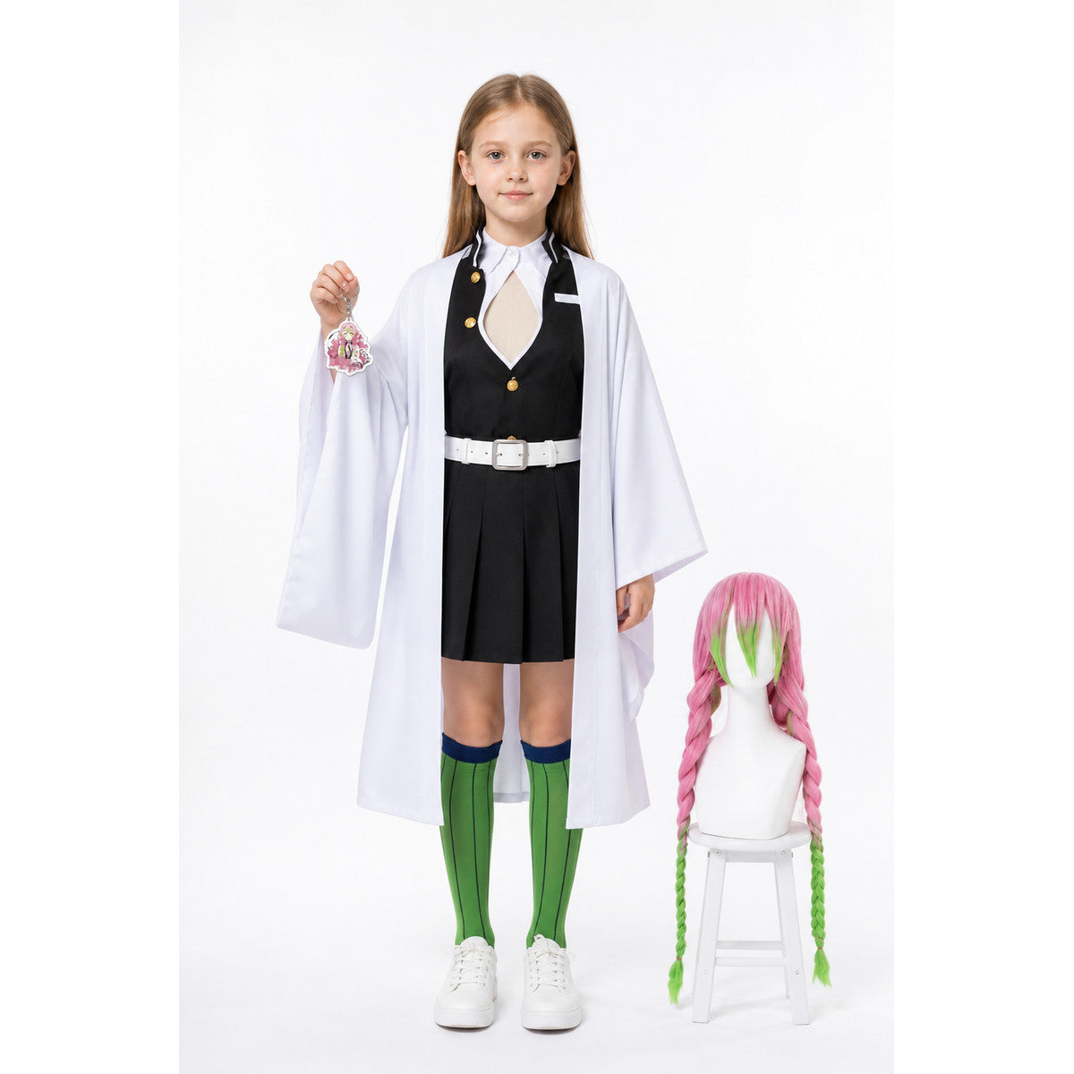 Mitsuri cosplay costume with wig and accessories main product view