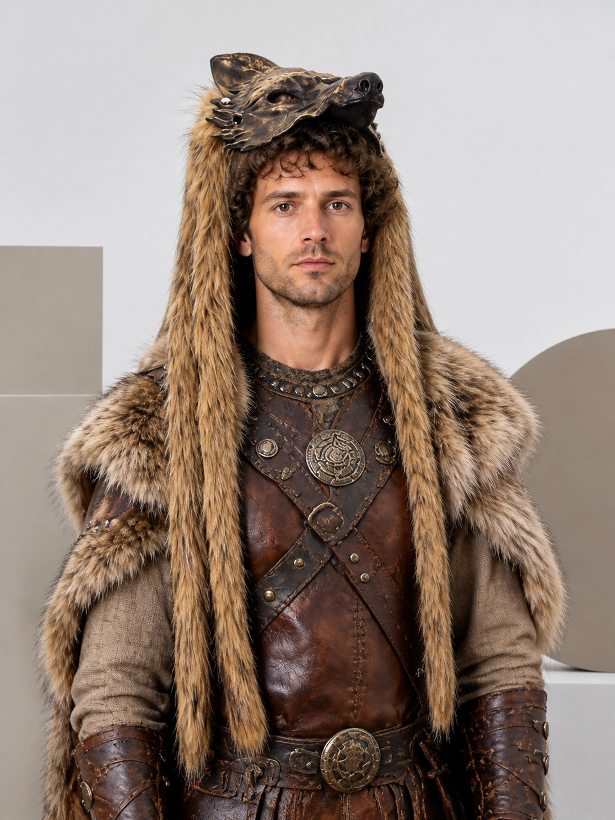Brown Wolf Carnival Mask for Halloween and Cosplay