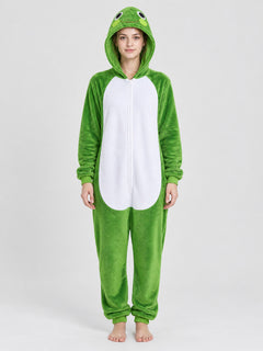 Green Flannel Hooded One-Piece Pajama