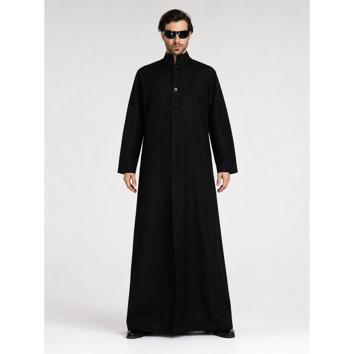 Zombie Costume — Long Black Robe with Sunglasses on-model view