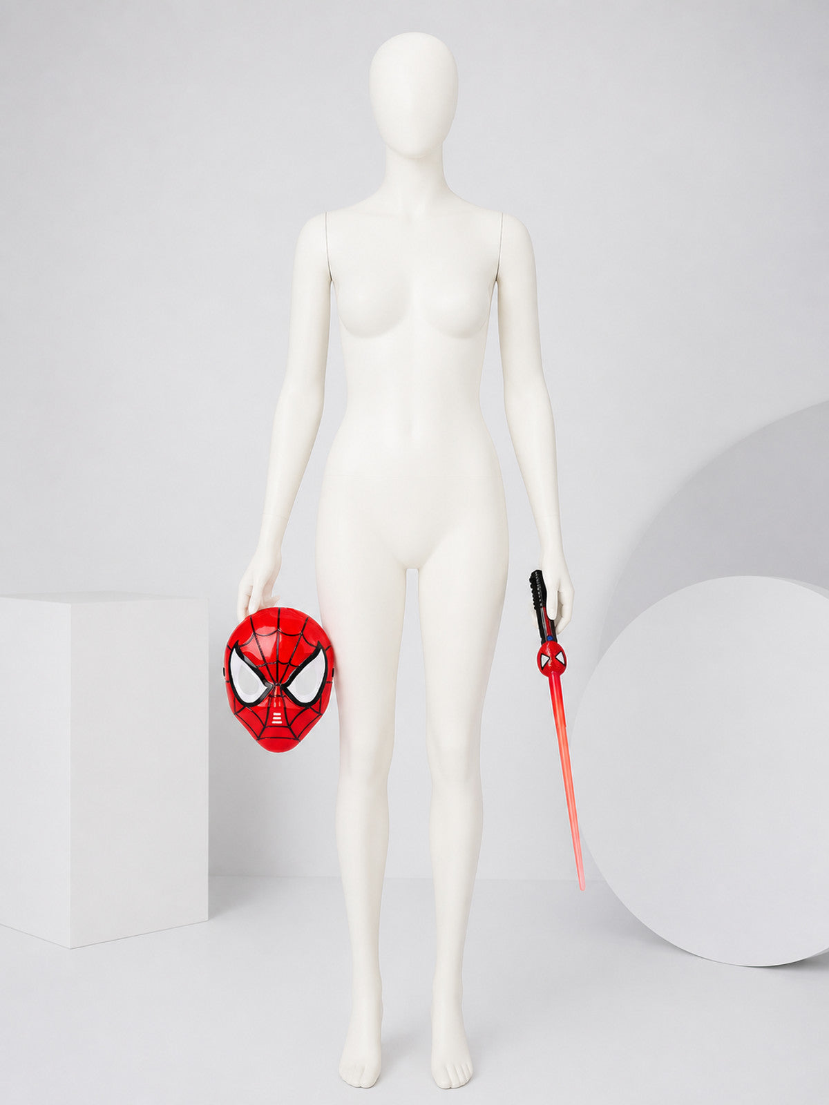 Red Carnival Mask with Web Pattern and White Eyes