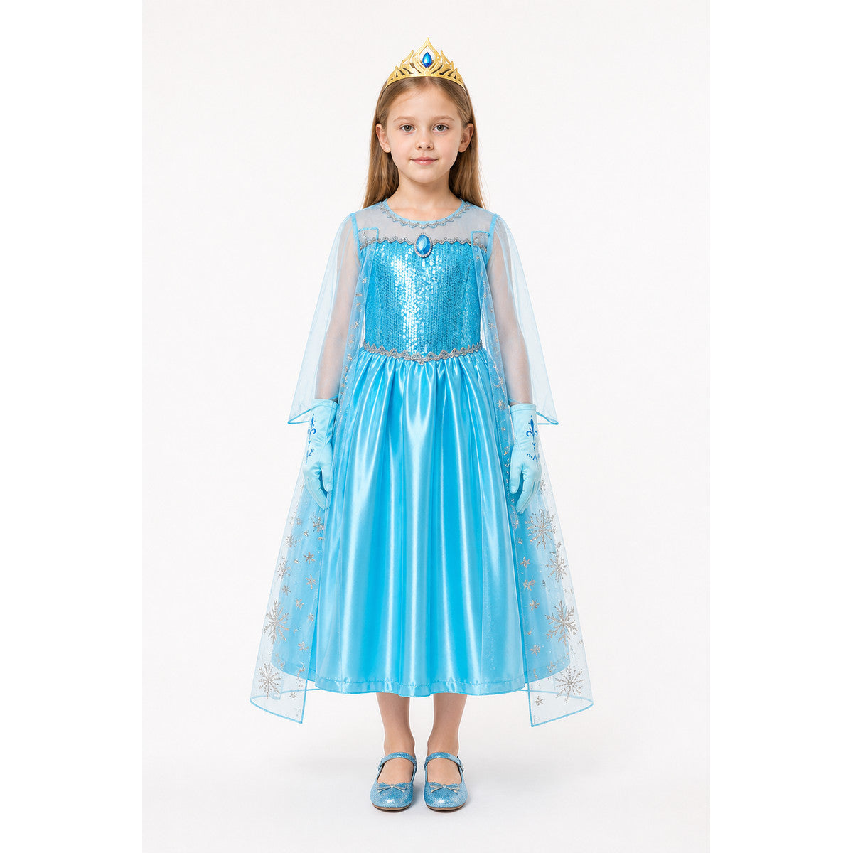 Elsa Princess Costume with Sequins and Crown main product view