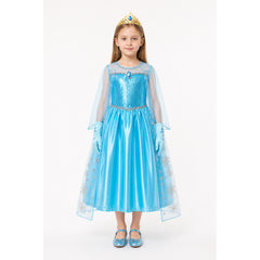 Elsa Princess Costume with Sequins and Crown