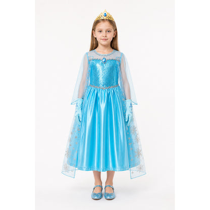 Elsa Princess Costume with Sequins and Crown main product view