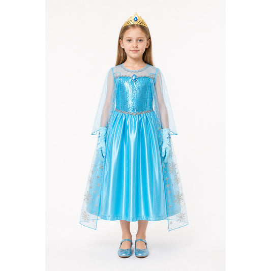 Elsa Princess Costume with Sequins and Crown main product view