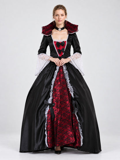 Gothic Vampire Costume with Floor-Length Dress on-model view