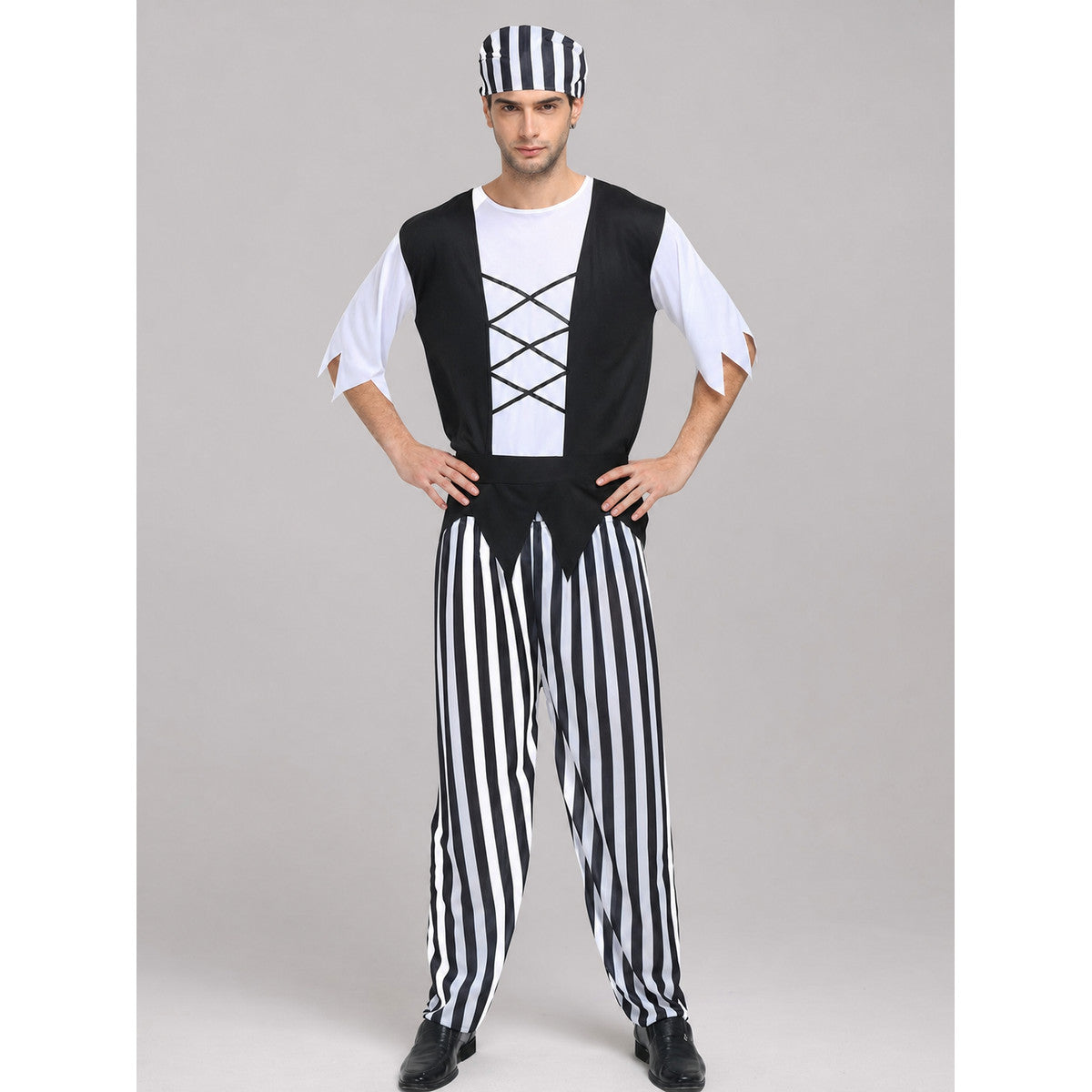 Pirate Costume with Bandana and Striped Pants