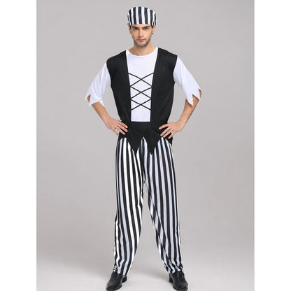 Pirate Costume with Bandana and Striped Pants