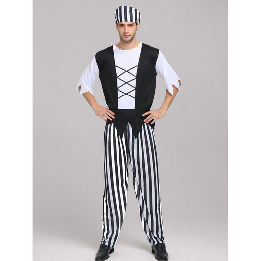 Pirate Costume with Bandana and Striped Pants