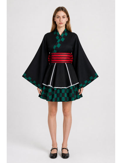 Black Demon Slayer Anime Cosplay Dress main product view