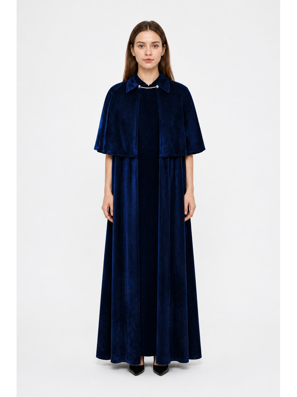 Dark Navy Cloak with Capelet for Halloween