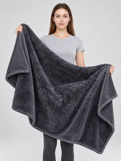 Reversible Pet Blanket, Dark Gray on-model view