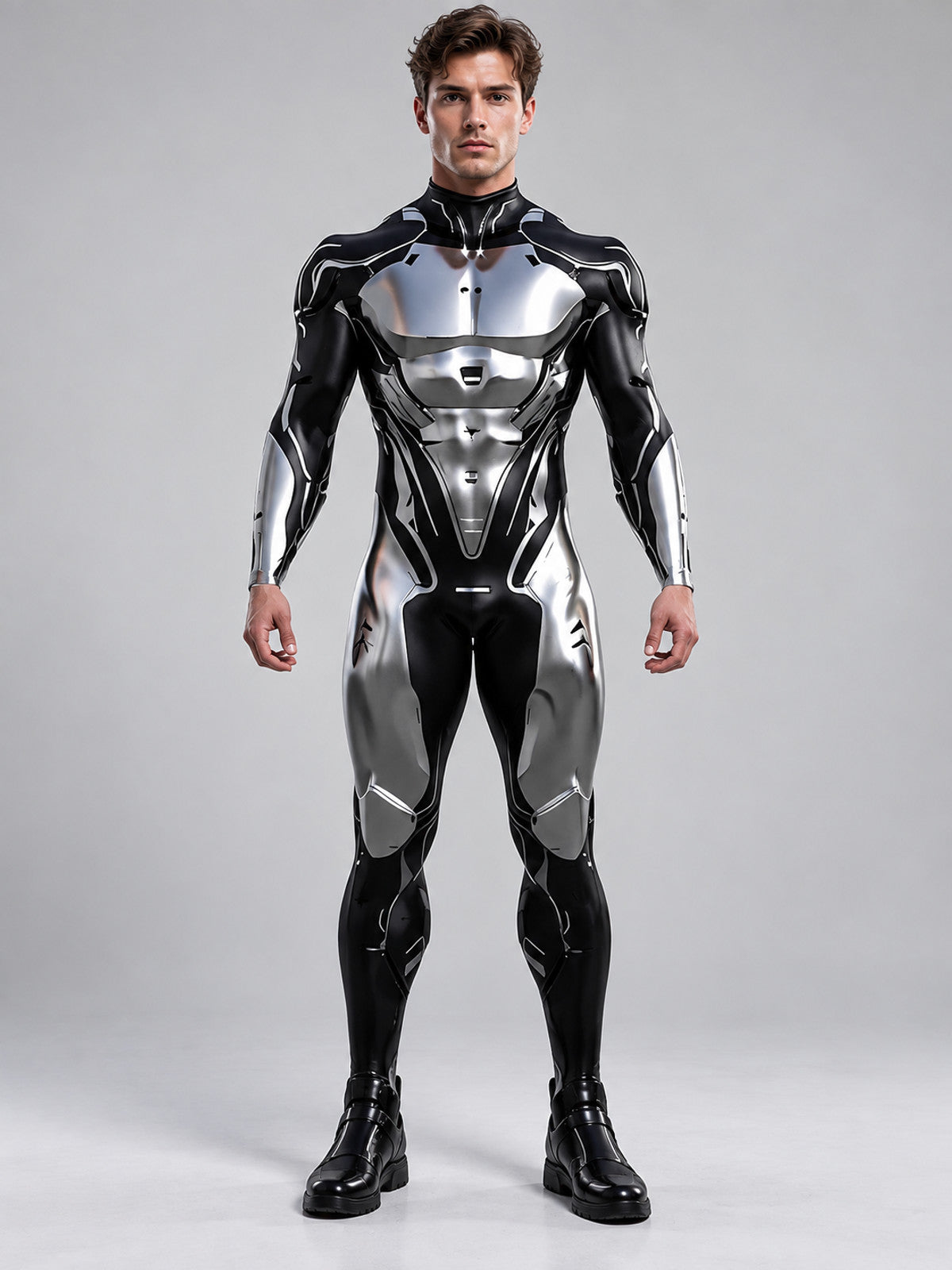 Black and silver cosplay bodysuit costume