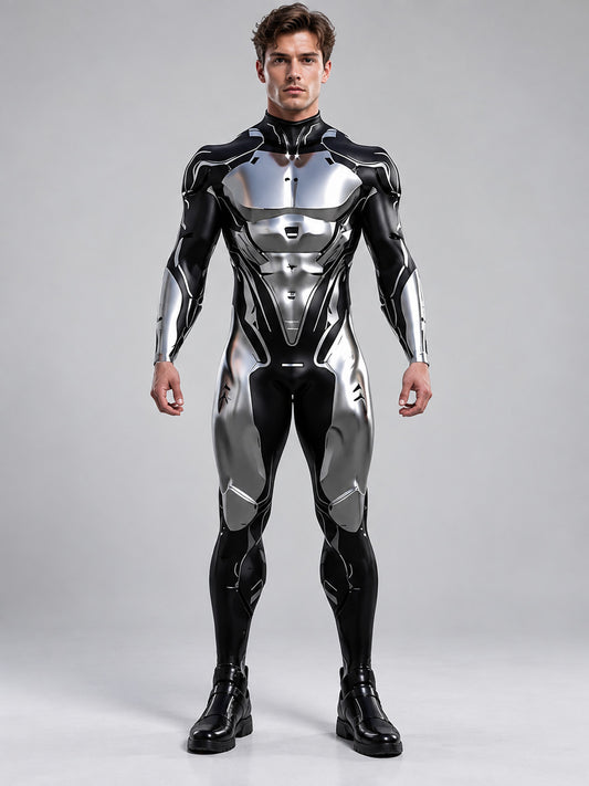 Black and silver cosplay bodysuit costume