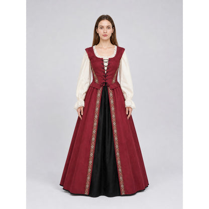 Renaissance-Style Dress with a Square Neckline on-model view
