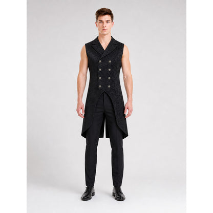 Classic Sleeveless Vest with Jacquard Pattern on-model view