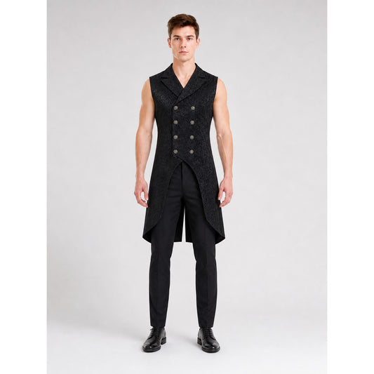 Classic Sleeveless Vest with Jacquard Pattern on-model view