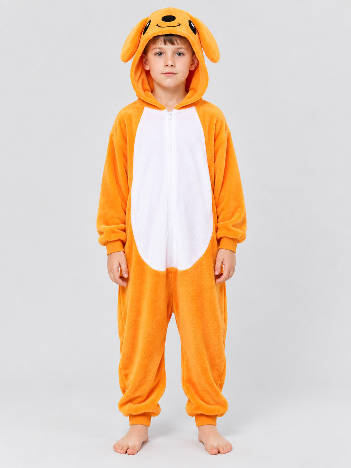 Orange Kigurumi Jumpsuit with Hood and Ears