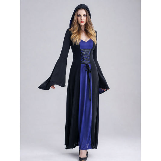 Gothic Hooded Robe with Lacing