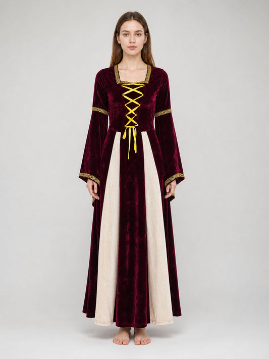 The dress is designed in the style of a European palace costume and is intended on-model view