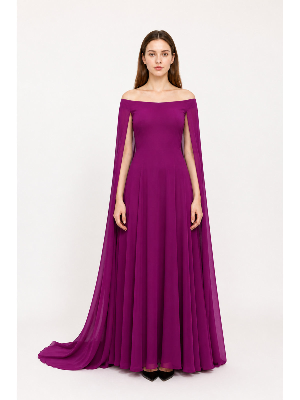 Maxi Dress with Off-the-Shoulder Design and Wide Sleeves main product view