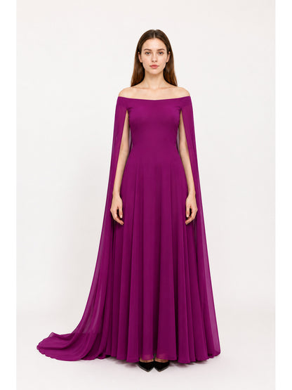 Maxi Dress with Off-the-Shoulder Design and Wide Sleeves main product view