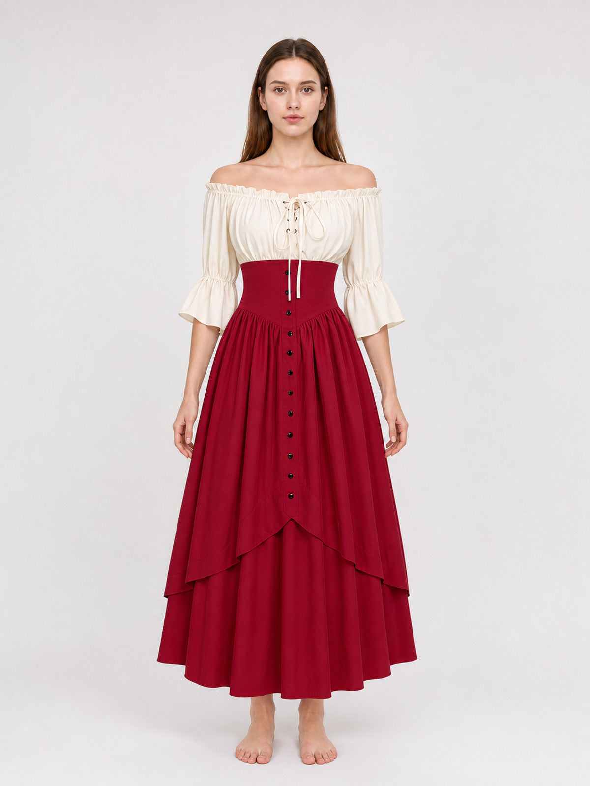 Vintage-Style Off-the-Shoulder Dress front view