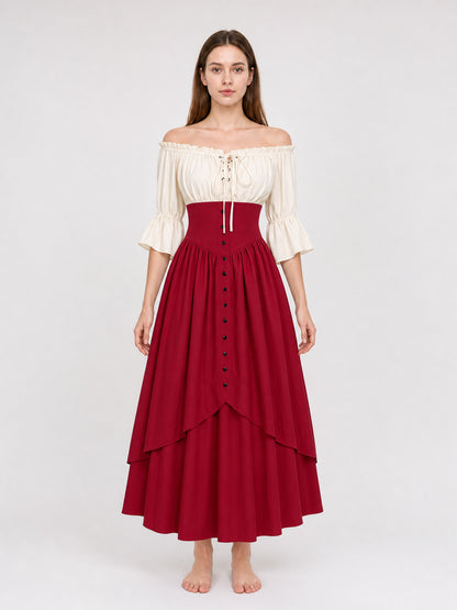 Vintage-Style Off-the-Shoulder Dress front view