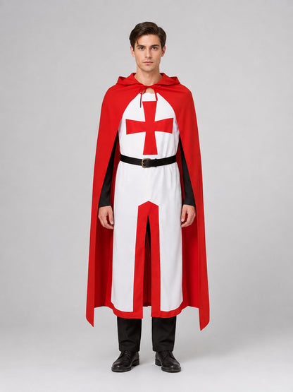 Templar Costume with Red Cape on-model view