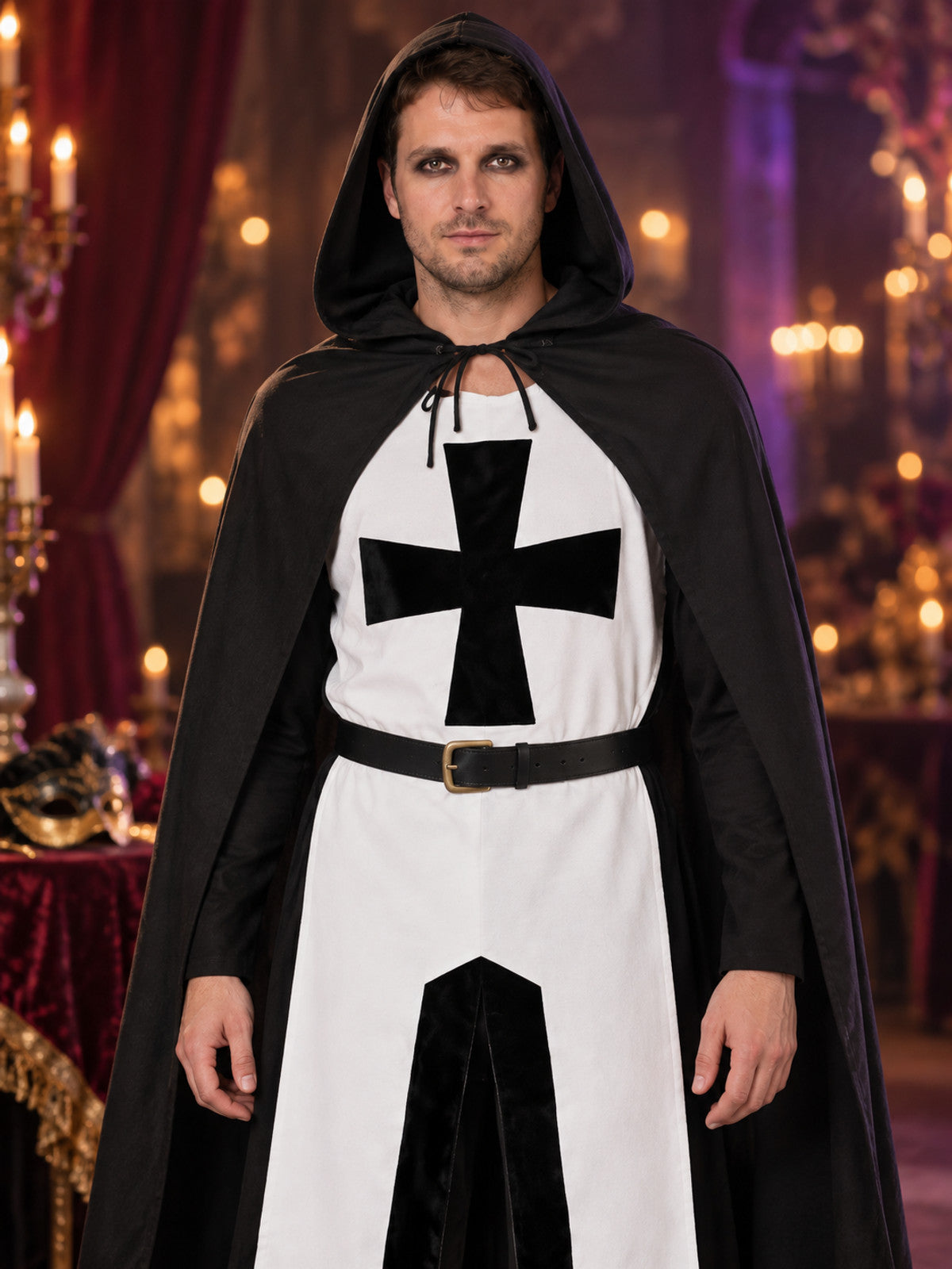 Medieval Knight Carnival Costume with Cross and Cape