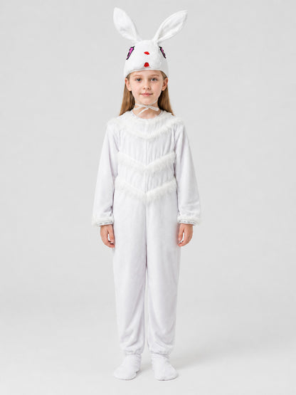 Bunny Costume: White Jumpsuit with Ears on-model view