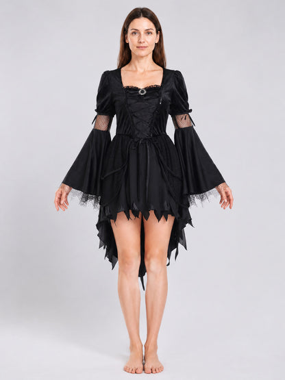 Gothic Costume Dress with Lace-Up Detail on-model view