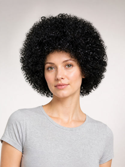 Black Short Curly Voluminous Costume Wig main product view