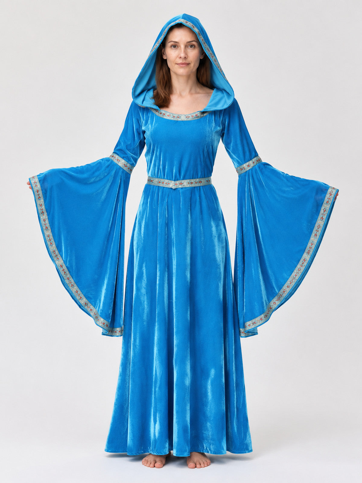 Women's Medieval Hooded Dress with Belt main product view