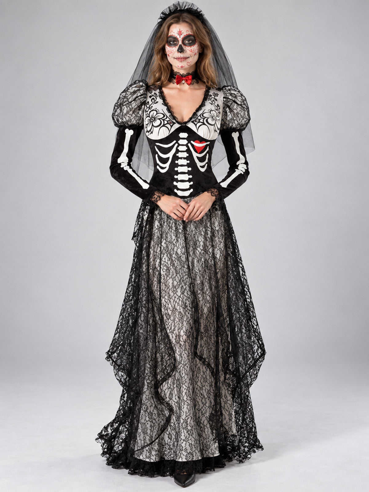 Halloween Ghost Costume with Veil and Bow