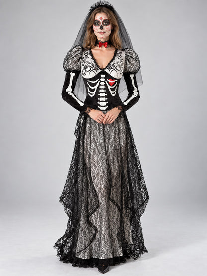 Halloween Ghost Costume with Veil and Bow