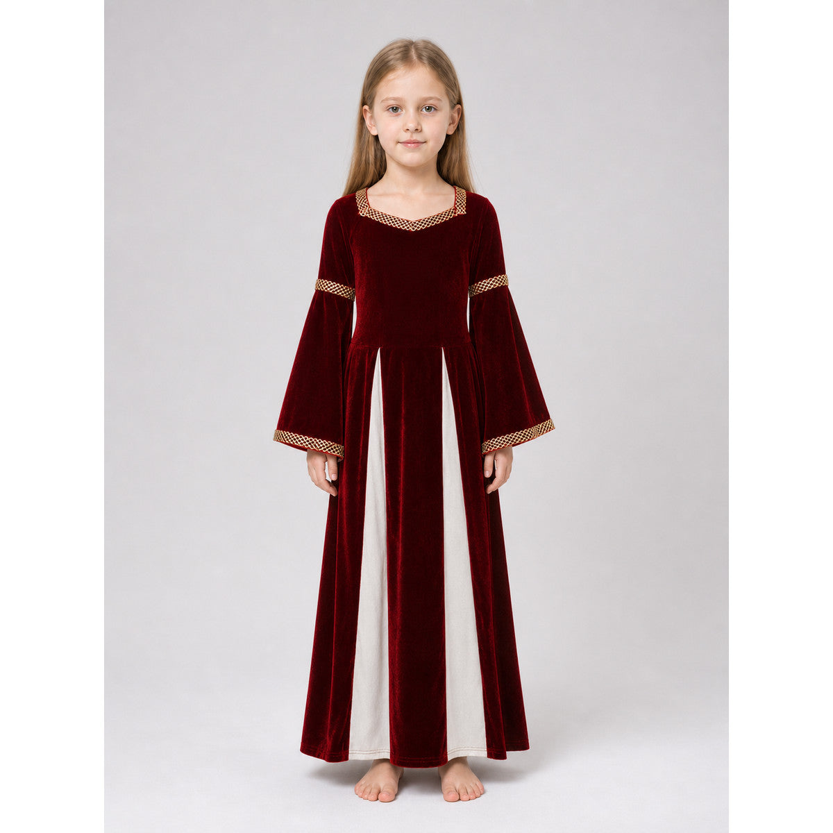 Medieval-Style Costume Dress with Sleeves on-model view