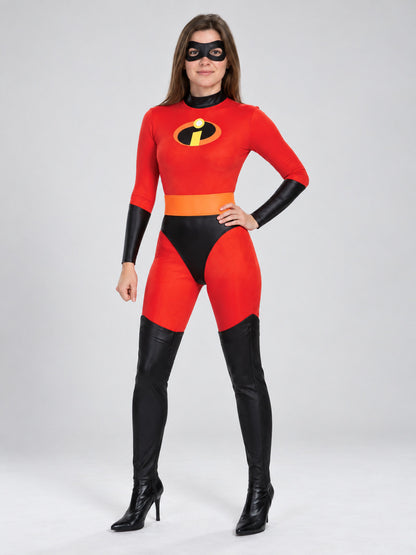 Red superhero costume with mask and belt
