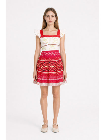 Moana Dress with Geometric Print and Ruffles main product view