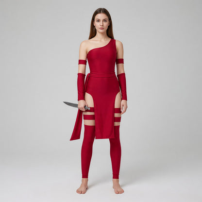 Marvel Elektra Red Cosplay Costume with Accessories