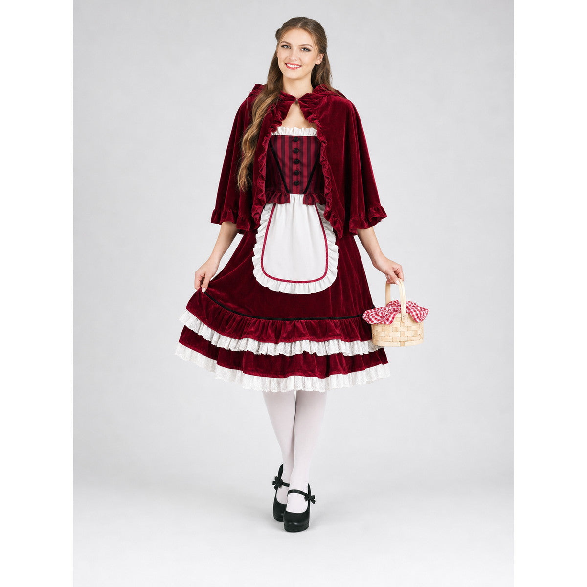 Little Red Riding Hood Costume with Cape on-model view