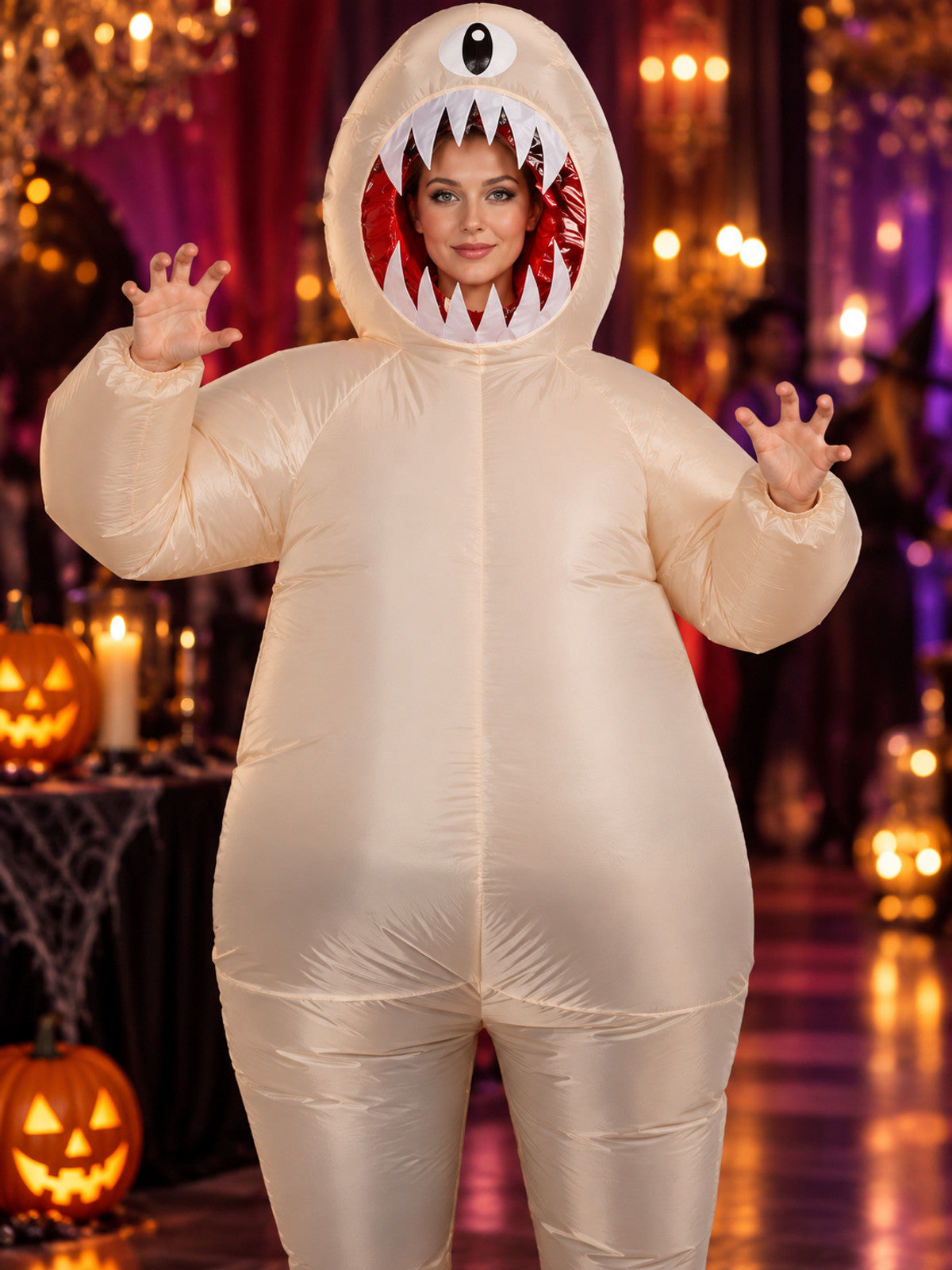 inflatable carnival costume one-eyed monster beige