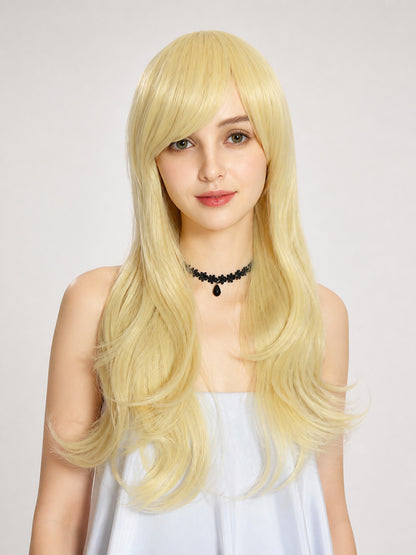 Long Blonde Wig with Bangs, Curly Costume Wig main product view