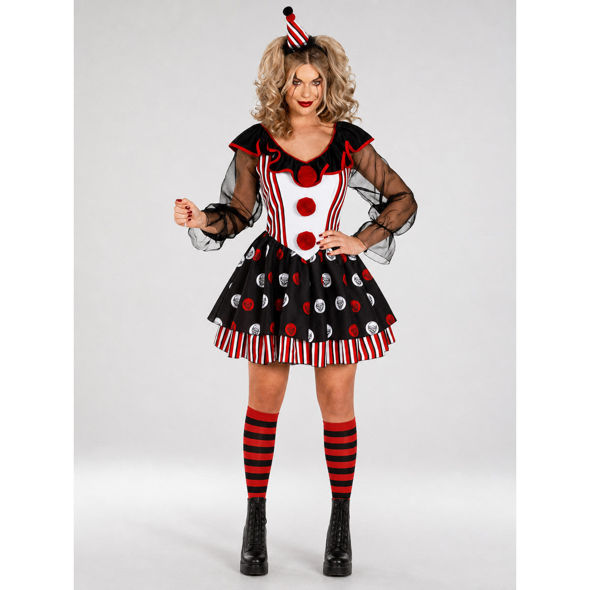 Circus-Style Clown Costume for Stage Performances