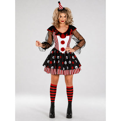 Circus-Style Clown Costume for Stage Performances