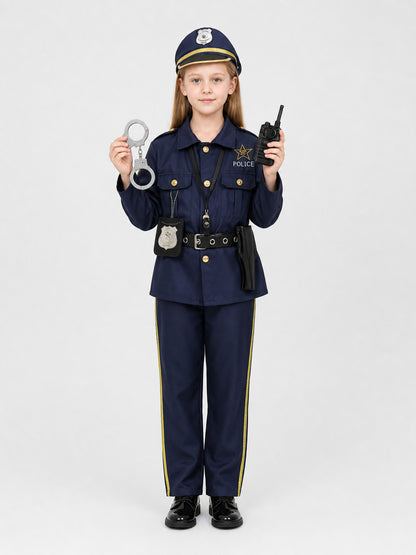 Police Cosplay Costume Set with Cap and Accessories on-model view