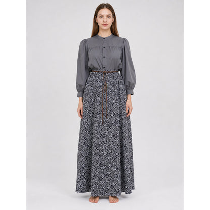 Retro Dress with Stand Collar and Buttons on-model view