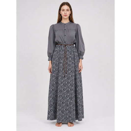 Retro Dress with Stand Collar and Buttons on-model view