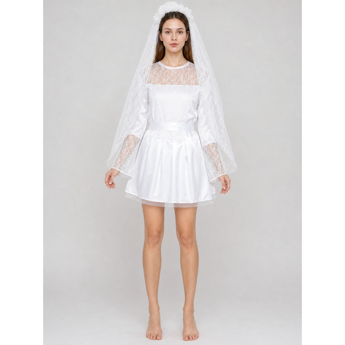 Carnival Costume Dress with Veil for Photo Shoots on-model view